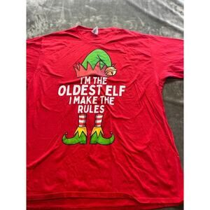 T Shirt I’m the oldest ELF I make‎ the rules Funny Pun Size XL Red Christmas